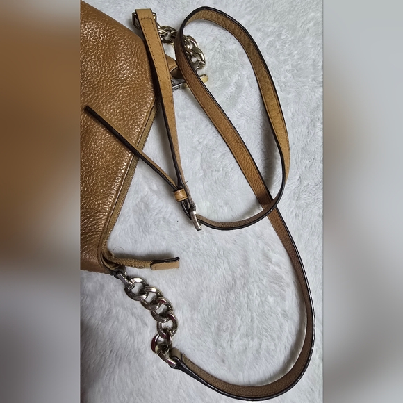 Michael Kors Crossbody Purse Tan Gold Hardware MK Shoulder Bag Adjustable Strap - Picture 7 of 16